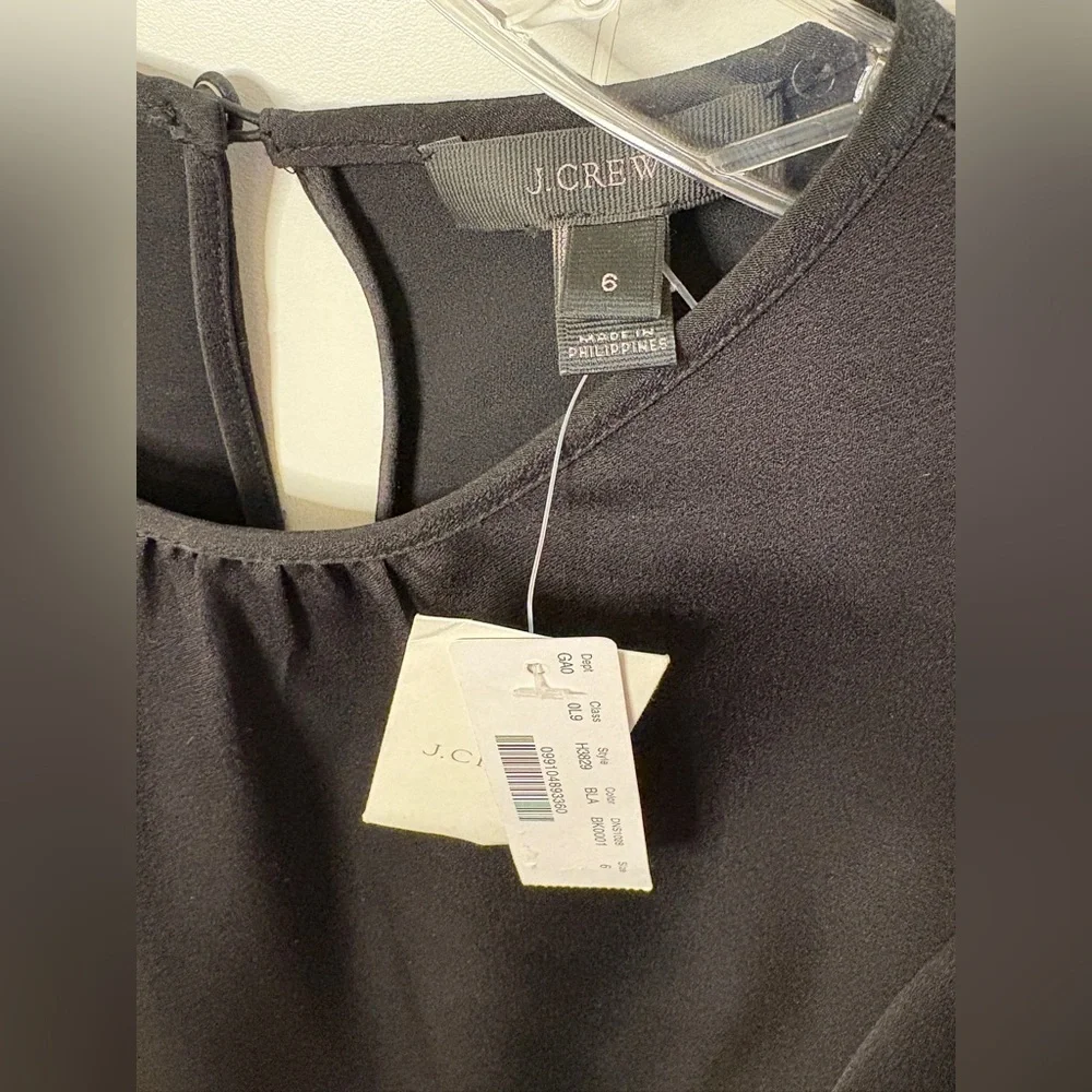 J. Crew Black Satin Blouse with Puff Sleeves & Back Keyhole 6